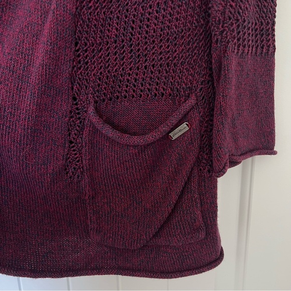 Eddie Bauer Burgundy Open-Knit Cardigan - Picture 3 of 6